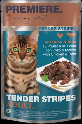 Produktbild von PREMIERE Tender Stripes Huhn und Rind 28x85g