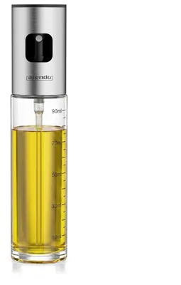 Produktbild von Arendo Ölsprüher, Olivenölspender, Ölspender, Glas, Skala 90 ml, Silikonbürste, Reinigungsbürste, Trichter, für Heißluftfritteuse, Backen, Kochen, Braten, Salat, Grill, BPA Frei
