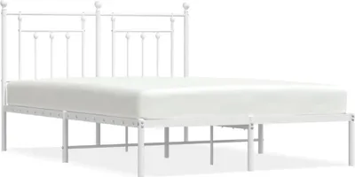 Produktbild von vidaXL Bettgestell mit Kopfteil Metall Weiß 140x200 cm