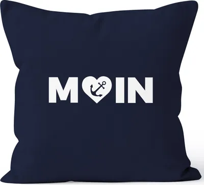 Produktbild von Kissenbezug Moin Love Herz Anker Kissenhülle Dekokissen 40x40 Baumwolle MoonWorks® navy unisize