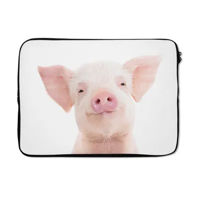 Produktbild von MuchoWow® Laptop Hülle 13 Zoll Schwein - Rosa - Tiere - Natur Laptoptasche - Laptophülle - Sleeve - Rundumschutz