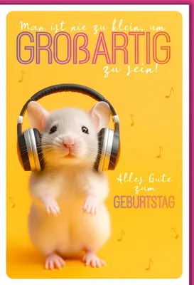 Produktbild von Geburtstag - Karte mit Umschlag - Maus mit Kopfhörern
