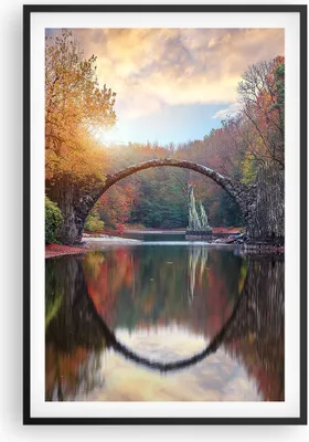 Produktbild von Gerahmtes Poster - Schwarzer Rahmen - Garten Rhododendren Brücke - 61x91,5 cm - Wand Bild - Wanddeko - Wandbilder - Kunstposter - Wandposter - Bilderrahmen - Bilder - Kunstdruck - P2BPA61x91-4660