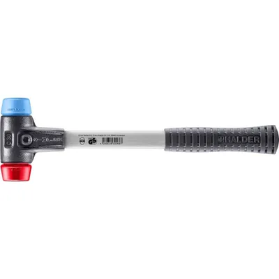 Produktbild von HALDER SIMPLEX Schonhammer Ø 30 mm TPE-soft blau / Plastik rot mit verstärktem Tempergussgehäuse und Fiberglasstiel