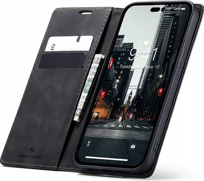 Immagine prodotto di SPACECASE Custodia flip a portafoglio per iPhone 14 Pro nero