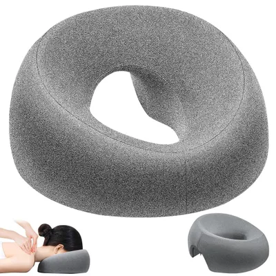 Produktbild von U-förmiges Massage-Gesichtskissen - Kopfstütze für Spa und Salon (Grau)