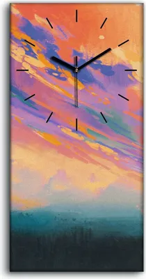 Produktbild von Wanduhr Leinwand Bild Uhr Geräuschlos 30x60 Mann und Frau Wolken Landschaft - schwarze Hände