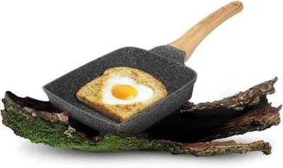 Produktbild von Mini-Pfannchen aus Edelstahl, 19 x 14 cm, für Tamagoyaki, Thukiyaki und gebratenen Eier (dunkelgrau).