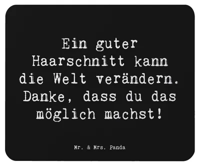 Produktbild von Mr. & Mrs. Panda Mouse Pad Spruch Friseur Wunder - Schwarz - Geschenk, laptop mauspad, inspirierender, pc mousepad, Wertschätzung, Haarschnitt, Aufmerksamkeit, Bedanken