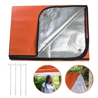 Image de Couverture chauffante isolante, 150 x 210 cm. Couverture épaisse réutilisable, adaptée à toutes les conditions météorologiques, imperméable et coupe-vent, pour le camping, la randonnée et les activités de plein air, orange