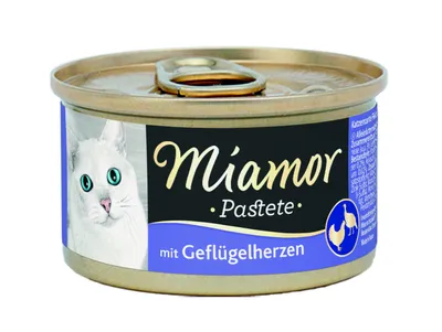 Produktbild von Miamor Pastete Geflügelherzen, Adult, Huhn, 85 g, Getreidefrei, Ohne Soja, Ohne künstliche Farbstoffe