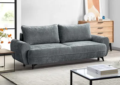 Produktbild von Elegantes Sofa CREMONA 241 cm - Bettsofa mit Schlaffunktion, Bettzeugcontainer Stoff: Cremona95 (dunkelgrau)