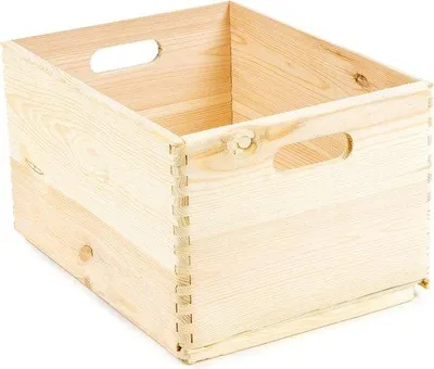 Image de Caisse en bois 40 x 30 x 23 cm avec couvercle, couleur marron clair
