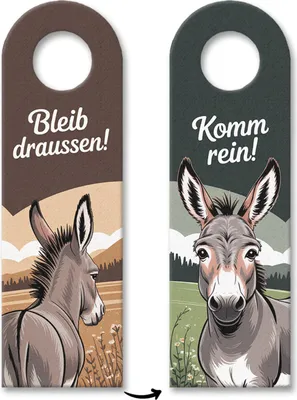 Produktbild von Bleib draussen Komm rein Esel Türhänger