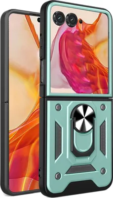 Produktbild von Hülle für Motorola Razr 50 Magnetische Ring Ständer Halter TPU Bumper Silikon Schutzhülle Grün