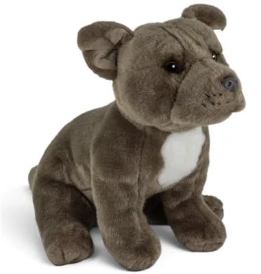 Productafbeelding van Carl Dick Staffordshire Bull Terrier, grijze pluchen knuffel, 32 cm. Artikelnummer: 3837