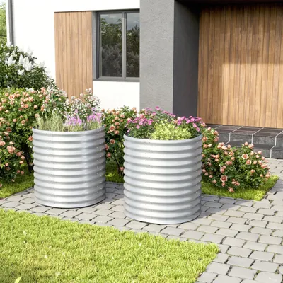 Produktbild von Vitavia Hochbeet "Terra 858" aluminium blank 86 cm Modell "Rund"