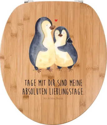 Produktbild von Mr. & Mrs. Panda WC Brille Pinguin umarmen - Transparent - Geschenk, Liebesbeweis, Sitz, Toilettendeckel, Hochzeit, klo deckel, Hochzeitsgeschenk, Liebe, Hochzeitstag