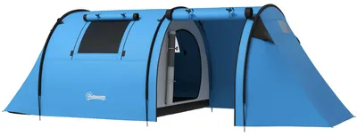 Produktbild von Outsunny Campingzelt für 3-4 Personen wasserdicht Familienzelt mit 2 Zimmer