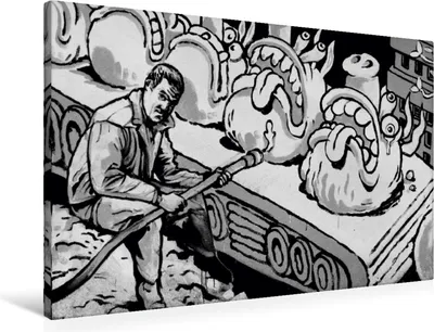 Produktbild von Calvendo Textil-Leinwand 90 cm x 60 cm quer Ein Motiv aus dem Kalender Schwarz Weiße Graffiti Impressionen aus Bielefeld, Schwarzer Kurt; 7383727
