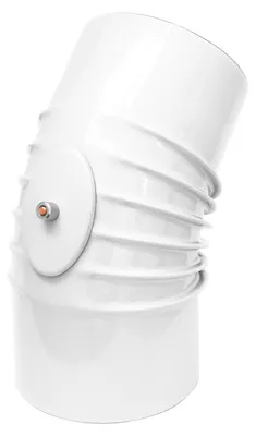 Produktbild von Raik Rauchrohrbogen / Ofenrohrbogen Emaille 120mm - 45° Bogen gerippt Weiß mit Reinigungsöffnung