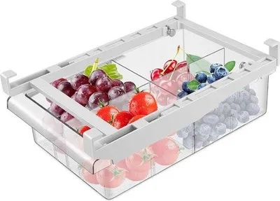 Obrázek produktu pro Průhledný organizér do ledničky s úchyty pro kuchyňské skříňky, 4dílný