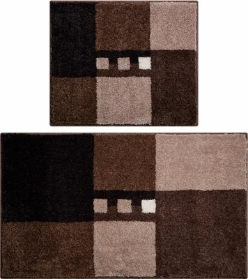 Produktbild von Grund Badteppich Merkur - Premium Design Badematte, Farbe:Braun, Größe:Set 2tlg 40x50 + 50x80