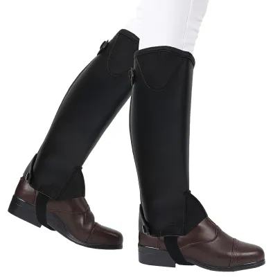 Productafbeelding van Kids Half Chaps Paardrijden - Unisex PolyurethanLeer - Comfortabele Bescherming voor Jonge Ruiters - Ideaal voor Paardrijlessen - Versterkte Veil...