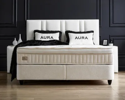 Produktbild von Boxspringbett Aura 90 x 200 cm Cremeweiß Voll-orthopädisches Komfortbett mit Bettkasten, Stauraum, inkl. Lieferung und Montage