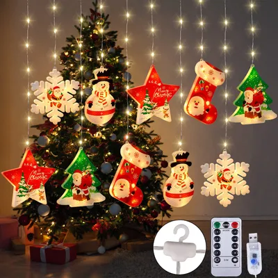 Produktbild von Lichterkette Lichtervorhang Innen Dimmbar, 3M Weihnachtsbeleuchtung Fensterlicht Weihnachtsdeko Warmweiß 8 Modi USB Timer Wohnzimmer Treppe