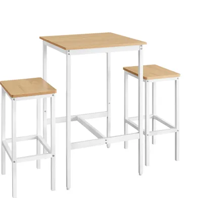 Produktbild von VASAGLE Bartisch-Set mit 2 Barhockern, 60 x 60 x 90 cm, weiß