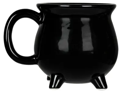 Produktbild von Schwarze Hexenkessel Tasse 400 ml – Gothic & Wicca Becher im Zaubertrank-Design
