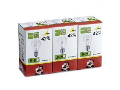 Produktbild von Trio Halogen BULB 966-42 42W E27 827 3PACK Halogenlampe, klar, Sockel E27, Glasbirne, 42 Watt