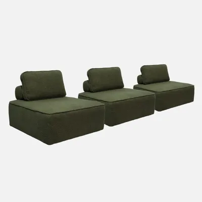Immagine prodotto di sweeek - Set di 3 poltrone singole per divano modulare Bouclé - Kaki