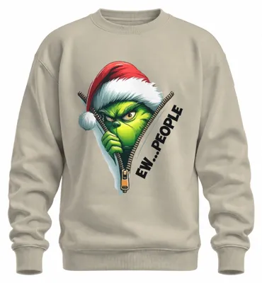 Productafbeelding van EW PEOPLE Grinch Kerstman Rits Kerstmis Grappig Uni Sweater Trui, Natuurlijk, XXL