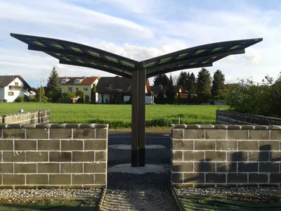 Produktbild von Doppelcarport Ximax Portoforte Typ 60 Y-Ausführung Aluminium eloxiert 543 x 495,4 cm braun matt