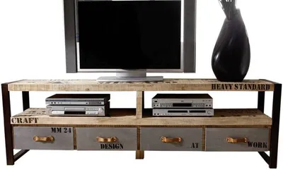 Image de MASSIVMOEBEL24 | Meuble TV 196x40 Manguier brut imprimé Bois naturel FACTORY #130