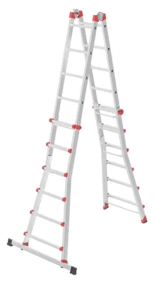 Obrázok produktu pre Hailo M80 multifunkčný rebrík z hliníka – viacúčelový rebrík s 4 x 6 priečkami – variabilný vďaka 2 bezpečnostným kĺbom – pracovná výška až 675 cm – hmotnosť 19,5 kg – strieborný