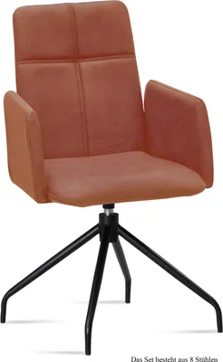 Produktbild von Armlehnstuhl drehbar (8er-Set) Doanna 52x92x60 Schwarz/Cognac