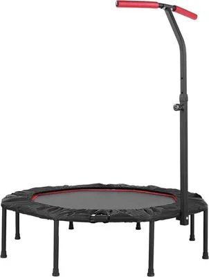 Productafbeelding van Famanu Fitness Trampoline met verstelbare handgreep - geschikt voor binnen- en buitengebruik - opvouwbaar - 127 cm - rood