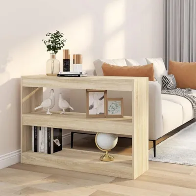 Immagine prodotto di Libreria a 2 ripiani, divisorio per ambienti, scaffale portaoggetti, legno effetto rovere Sonoma, 100x30x72 cm