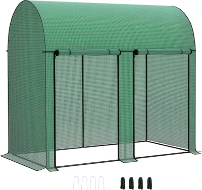 Produktbild von Gewächshaus - Garten-Gewächshaus - 200×100×178 cm - 2 Rolltüren mit Reißverschluss - Pulverbeschichteter Stahlrahmen - PE-Abdeckung - Wasserdicht - Grün