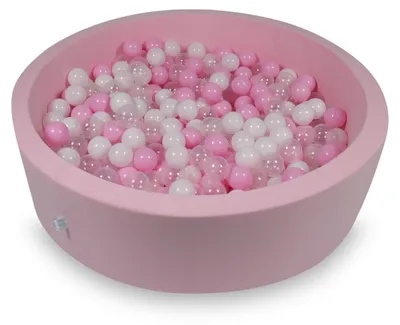 Immagine prodotto di Piscina asciutta 110x30cm rosa cipria con 400 palline: rosa chiaro, bianco, trasparente, rosa cipria
