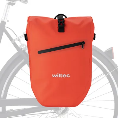 Image de Wiltec Sacoche étanche pour porte-bagages rouge – capacité de 28 L – en 500D PVC – avec poignée, bandoulière et réflecteur – pour vélos et vélos électriques – Sac de bicyclette – Cyclisme
