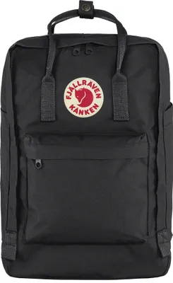 A black Fjällräven Kånken backpack is shown against a white background.