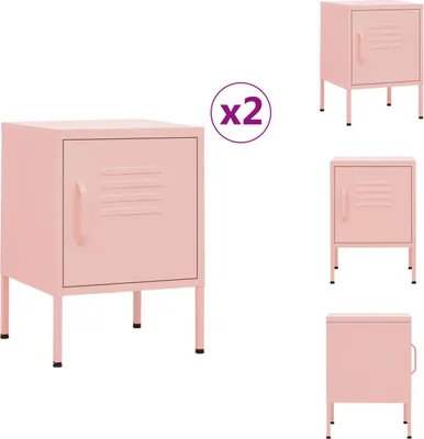 Obrázek produktu pro vidaXL Noční stolky 2 ks. Růžový 35x35x51 cm ocel - Noční stolky