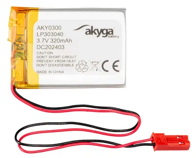 Produktbild von Akyga AKY0300, Akku, Silber, Lithium-Ion (Li-Ion), 320 mAh, 3,7 V, 30 mm