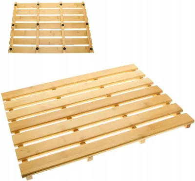 Immagine prodotto di Tappetino da bagno in bambù MPLCo con base in legno, antiscivolo, 55x35,5 cm