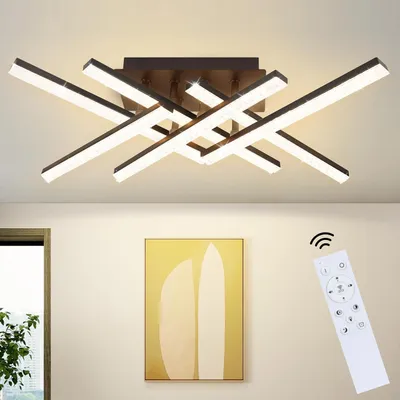 Zdjęcie produktu dla ZMH lampa sufitowa LED lampa sufitowa do salonu 36W ściemnialna czarna nowoczesny design z pilotem wykonana z metalu do kuchni jadalni pokoju młodzieżowego sypialni