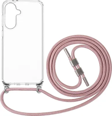Zdjęcie produktu dla Etui na telefon komórkowy ze smyczą dla Galaxy A36 5G, Fixed MagPure Neck z MagSafe, przezroczyste i różowe